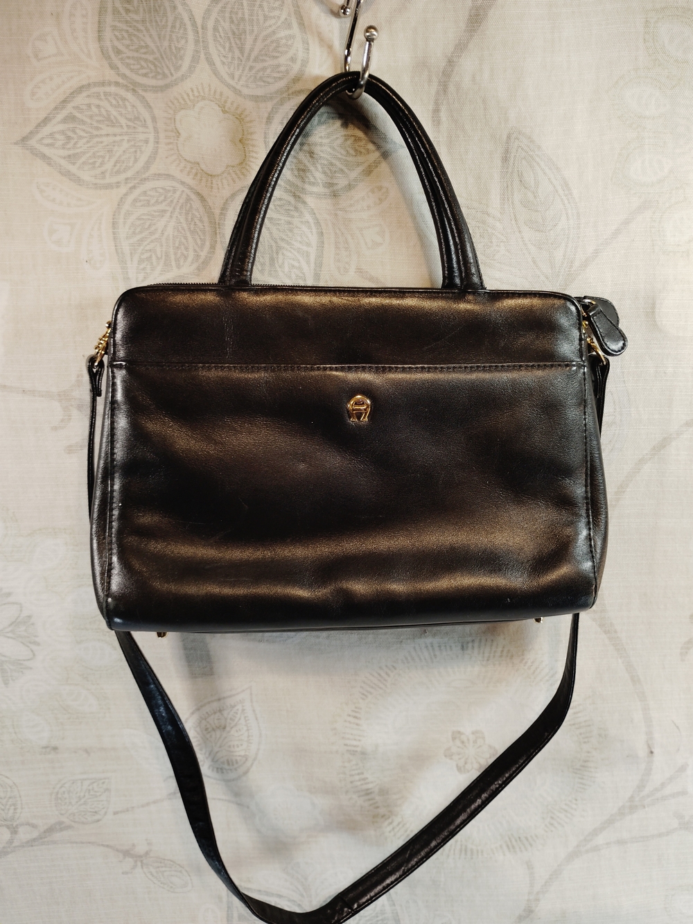Etienne Aigner Black Leather Crossbody Satchel